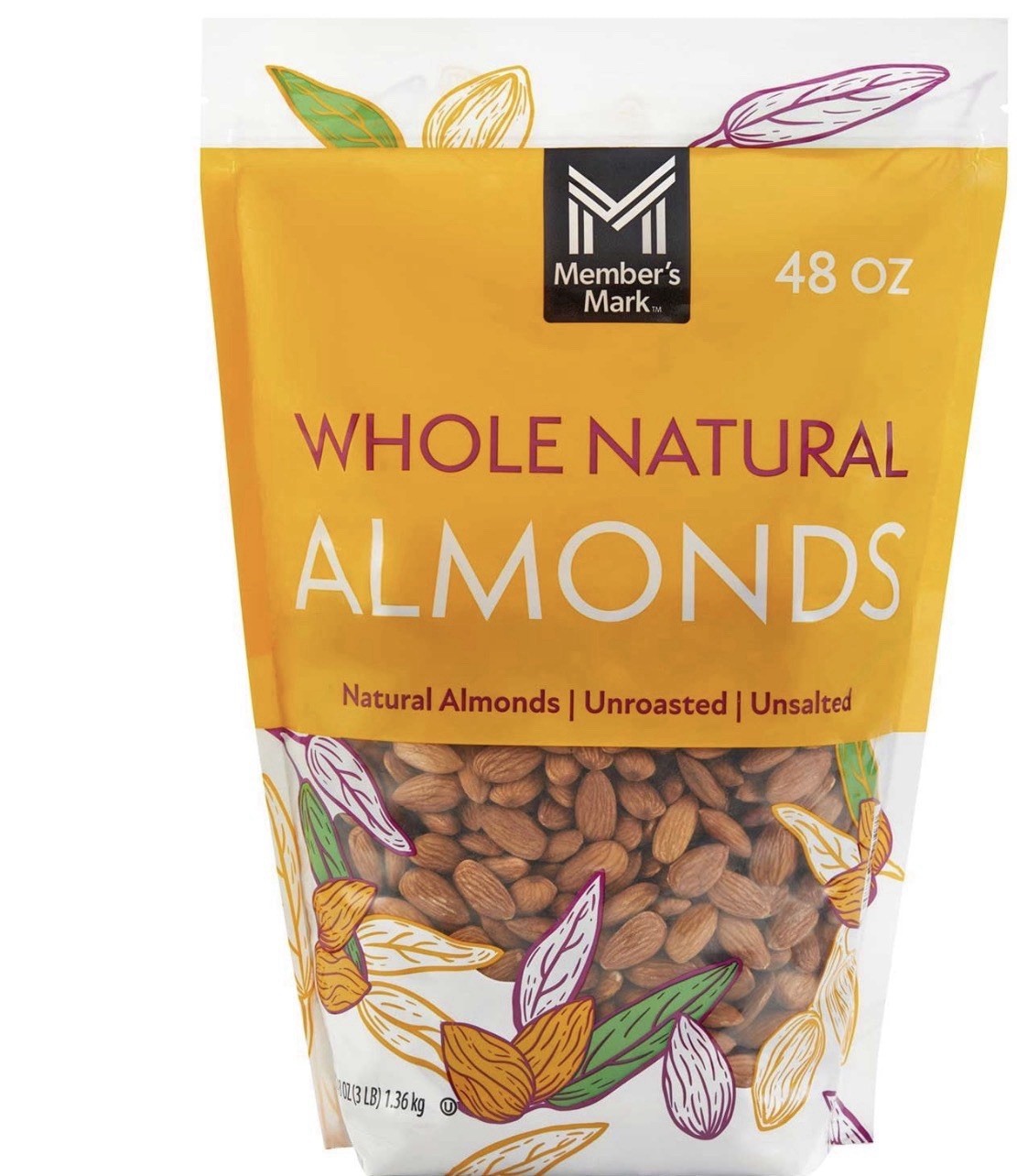 (2pack) 6 lbs Member’s Mark Natural Whole Almonds (96 oz) – NEW FRESH!