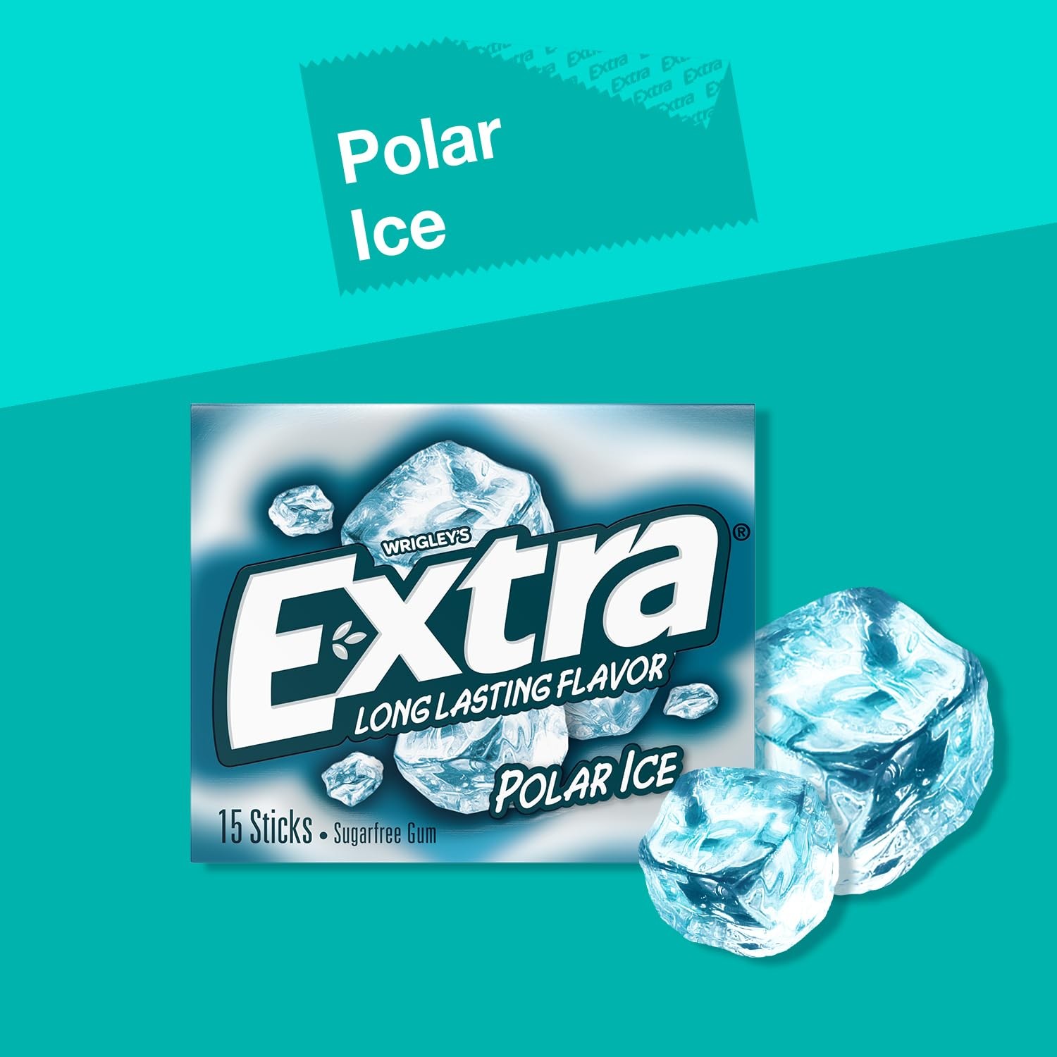 EXTRA Polar Ice Sugar Free Chewing Gum Bulk Strong Mint 15 Sticks 10 Pack