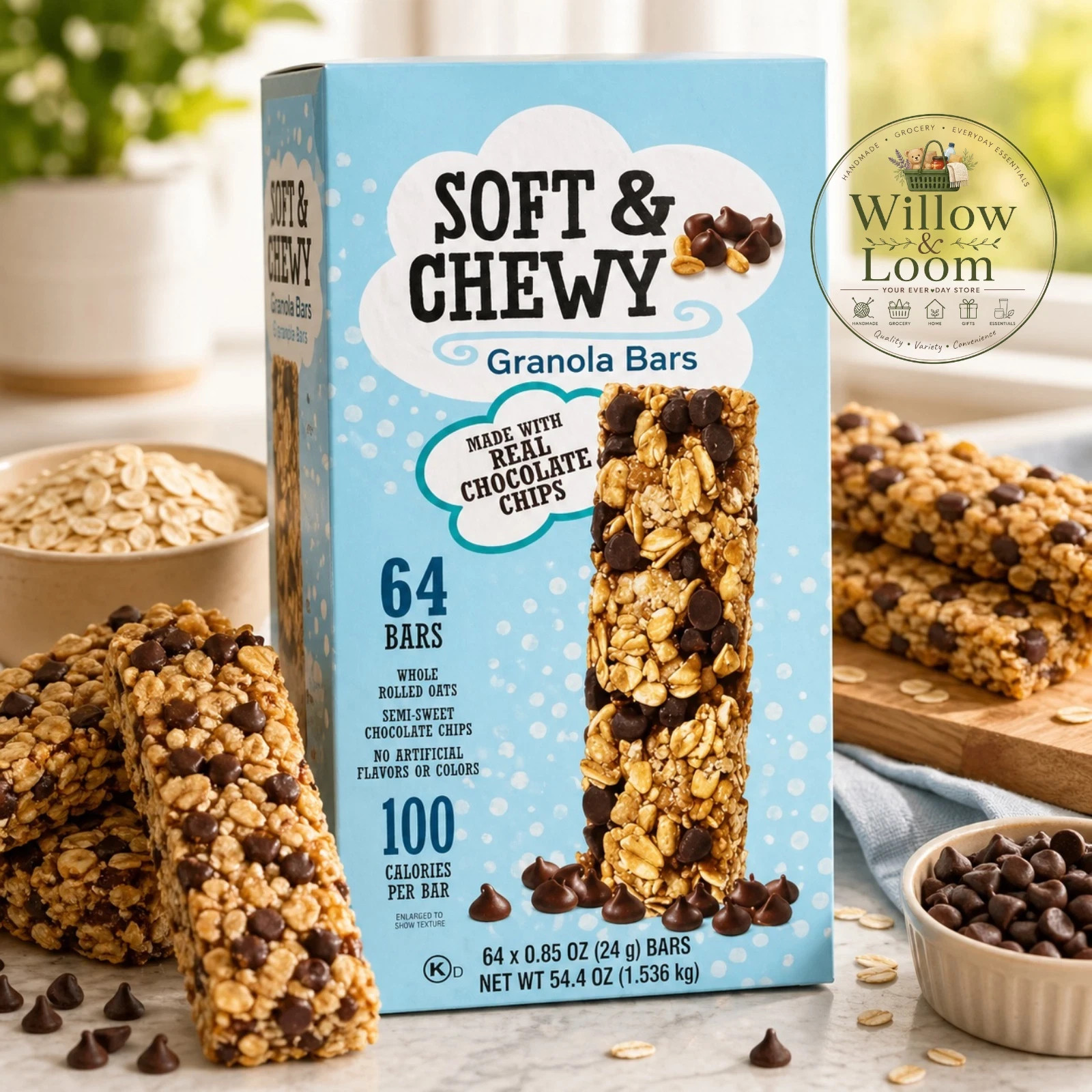 Kirkland Signature Soft and Chewy Chocolate Chip Granola Bars 64 Count EXP 02-27