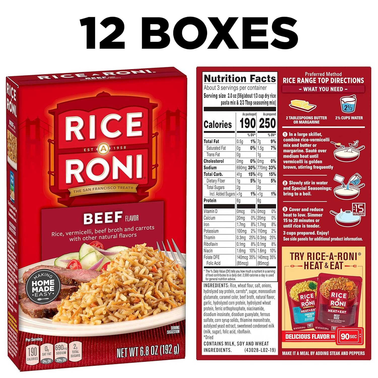 affordable Rice-A-R Beef, 6.8oz Boxes (12 Pack)