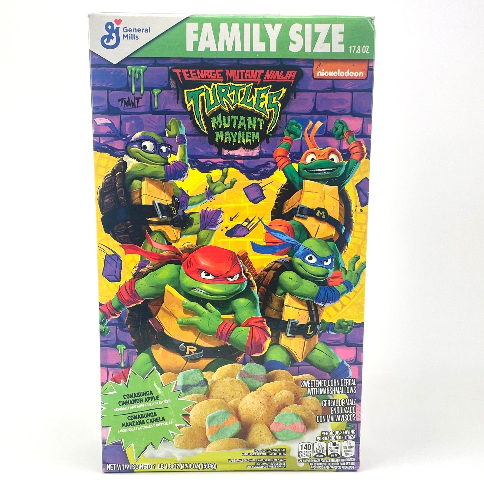 General Mills TMNT Mutant Mayhem Cereal Cinnamon Apple Family Size 17.8oz 2023