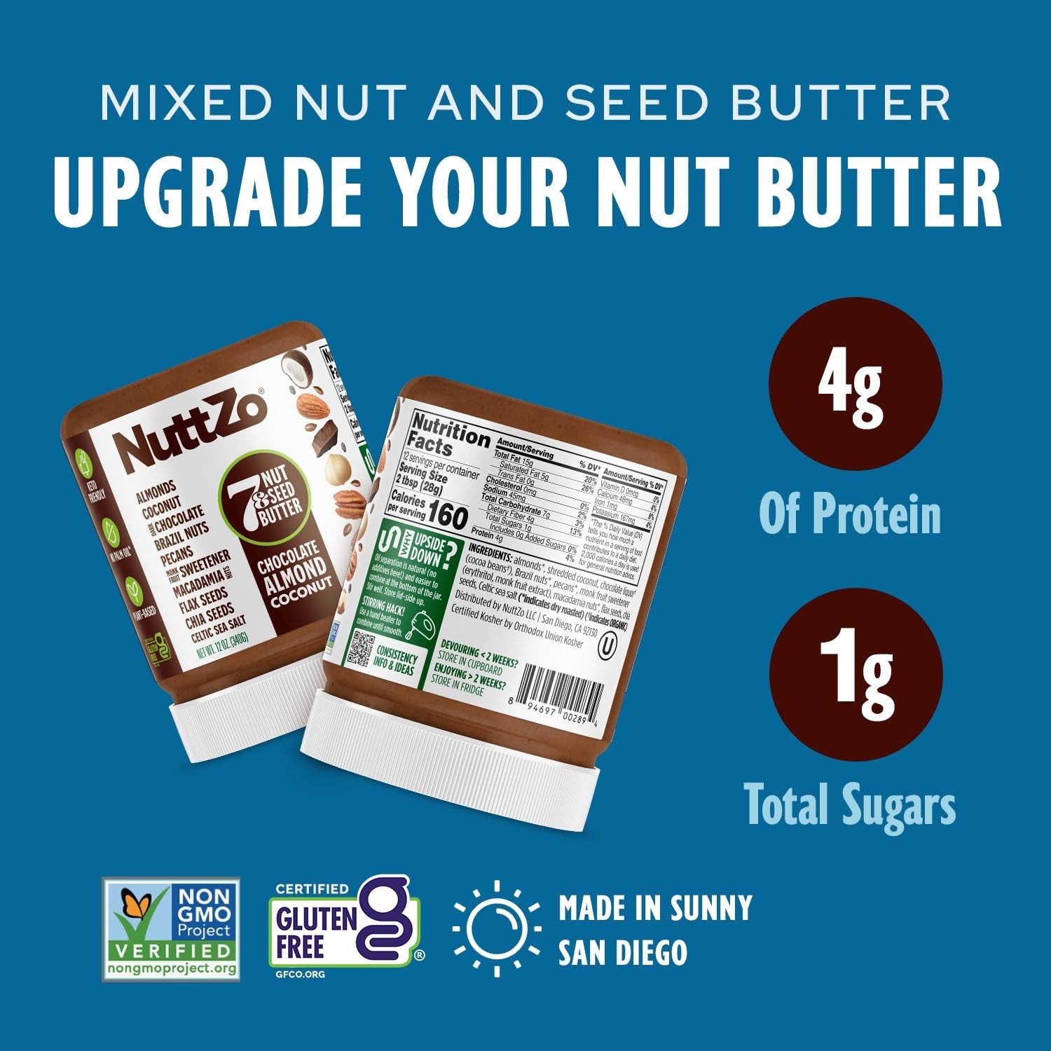 NuttZo 12 Ounce Nut Butter 7 Nuts Seeds Keto Friendly Healthy Snack Spread