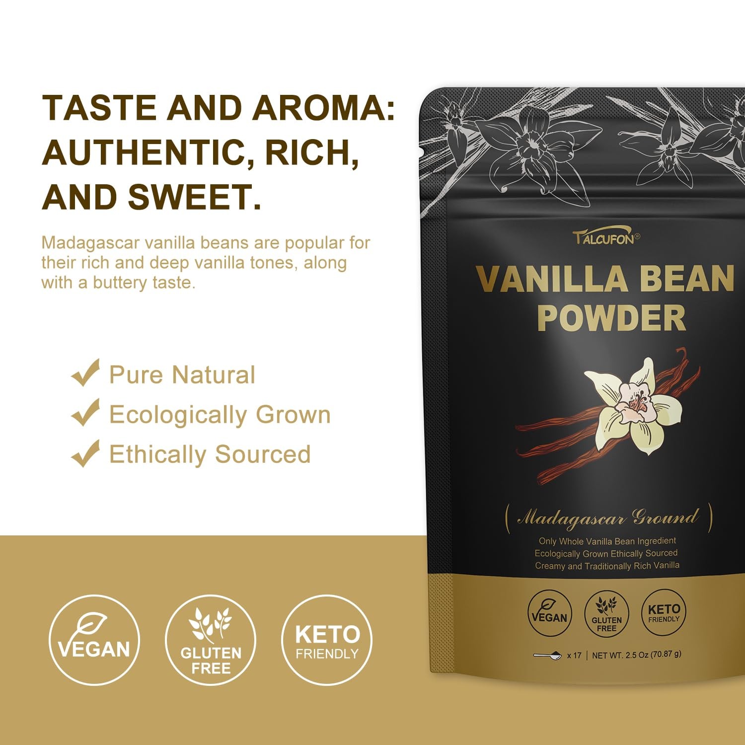 Madagascar Ground Vanilla Bean Powder 2.5 Oz Gluten Free Non-GMO