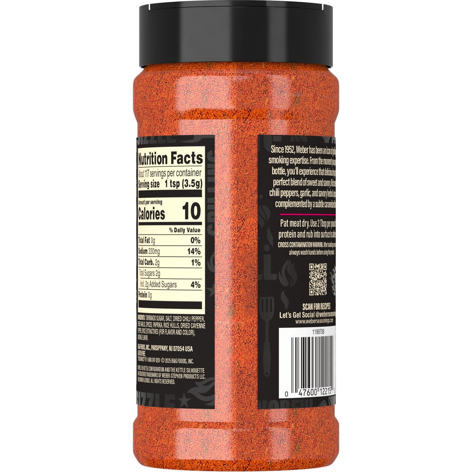 (4 pack) Weber Kansas City Sweet Tangy BBQ Dry Rub Seasoning, Gluten Free