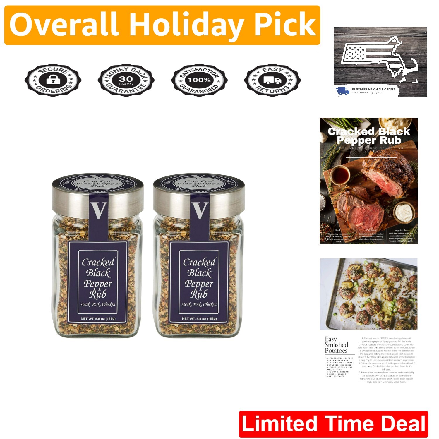 Fiery Black Pepper Rub – Maximum Flavor – Bold 5.5 oz. Double Value Pack