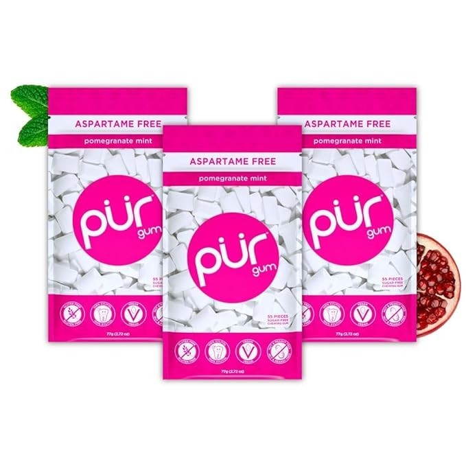 PUR Gum Aspartame Free Chewing Gum 100% Xylitol Natural, 55 Ct (Select Flavor)