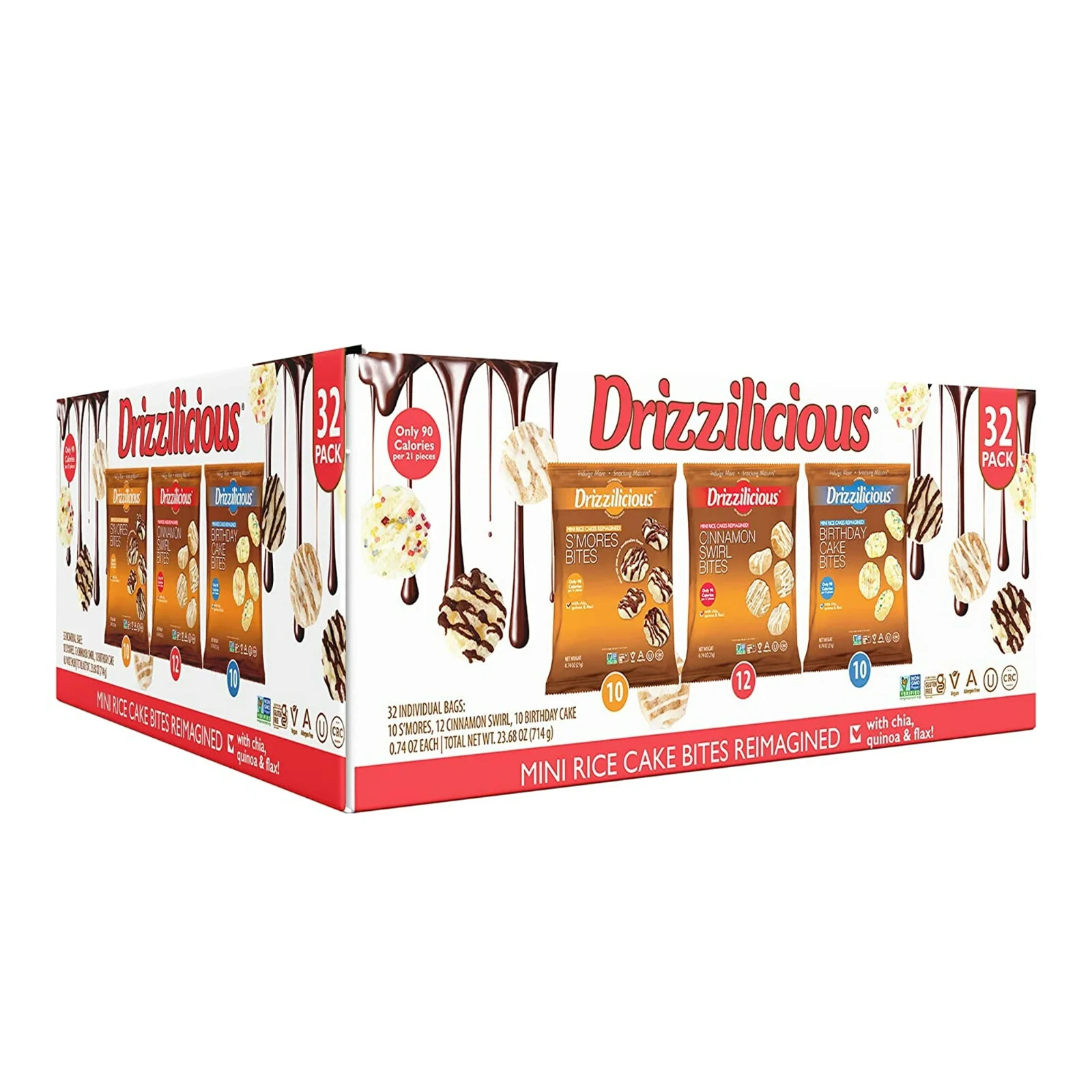 Drizzilicious Mini Rice Cake Bites Variety Pack (32 Count)