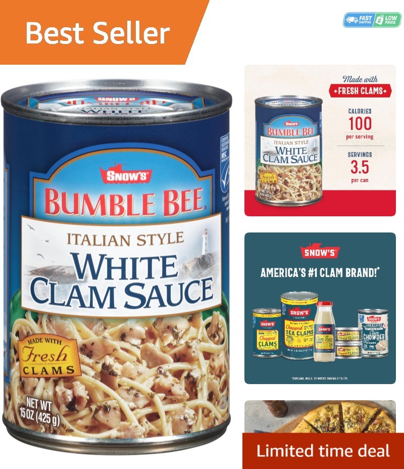15 Ounce White Clam Sauce – Made with Fresh Clams & Garlic – Sustainable Choice