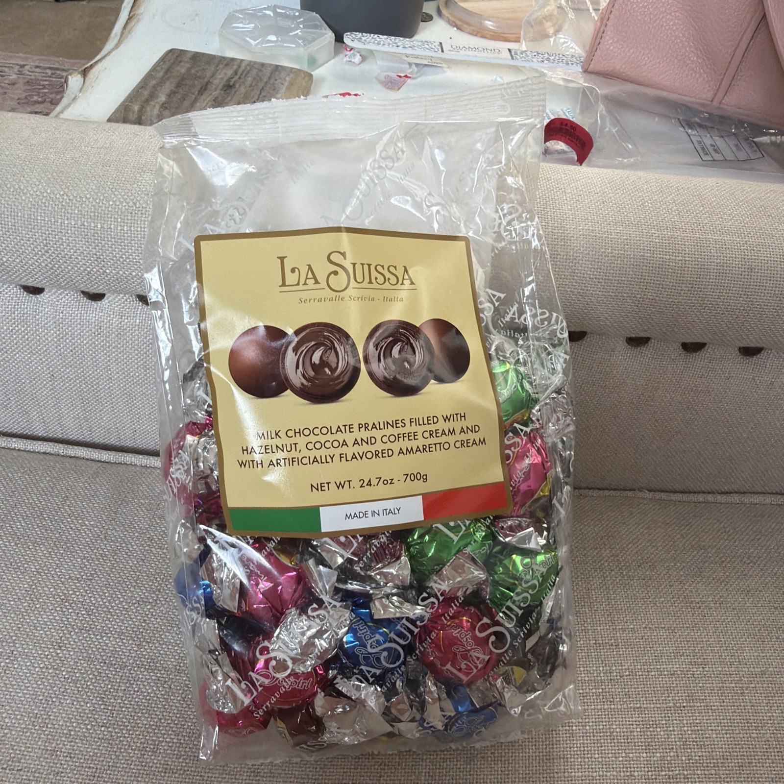 La Suissa Italian Milk Chocolate Pralines Hazelnut Coffee Amaretto 24.7oz New