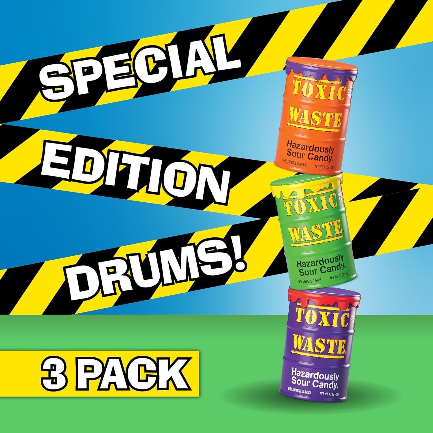 TOXIC WASTE | 3-Pack Toxic Waste Special Edition Drums of Assorted Sour Candy –