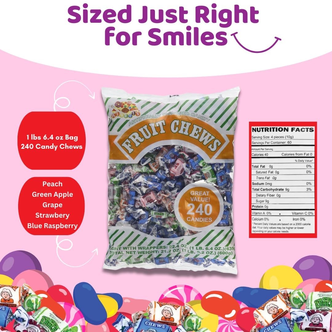 Albert’s Chews 240 Count Candy- Fruit Chews – pack of 1 bag