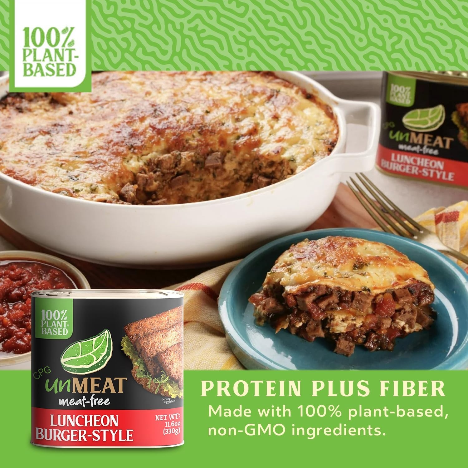 unMEAT Luncheon Meat, Beef Burger Style Plant Based (11.6 oz) 3, 6 or 12 Pack