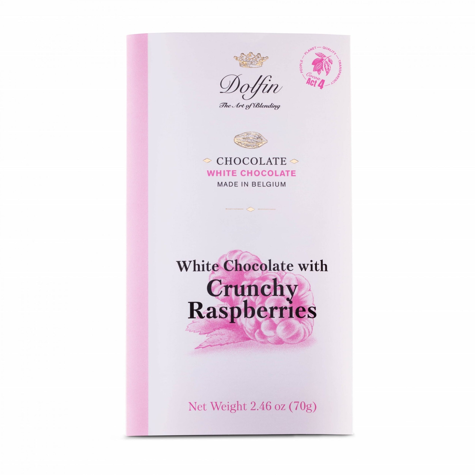 Dolfin 28% White Chocolate Bar with Crunchy Raspberries