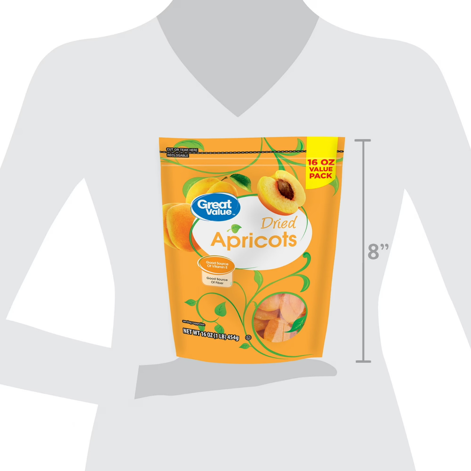 New Great Value Dried Apricots, 16 Oz Free Shipping New