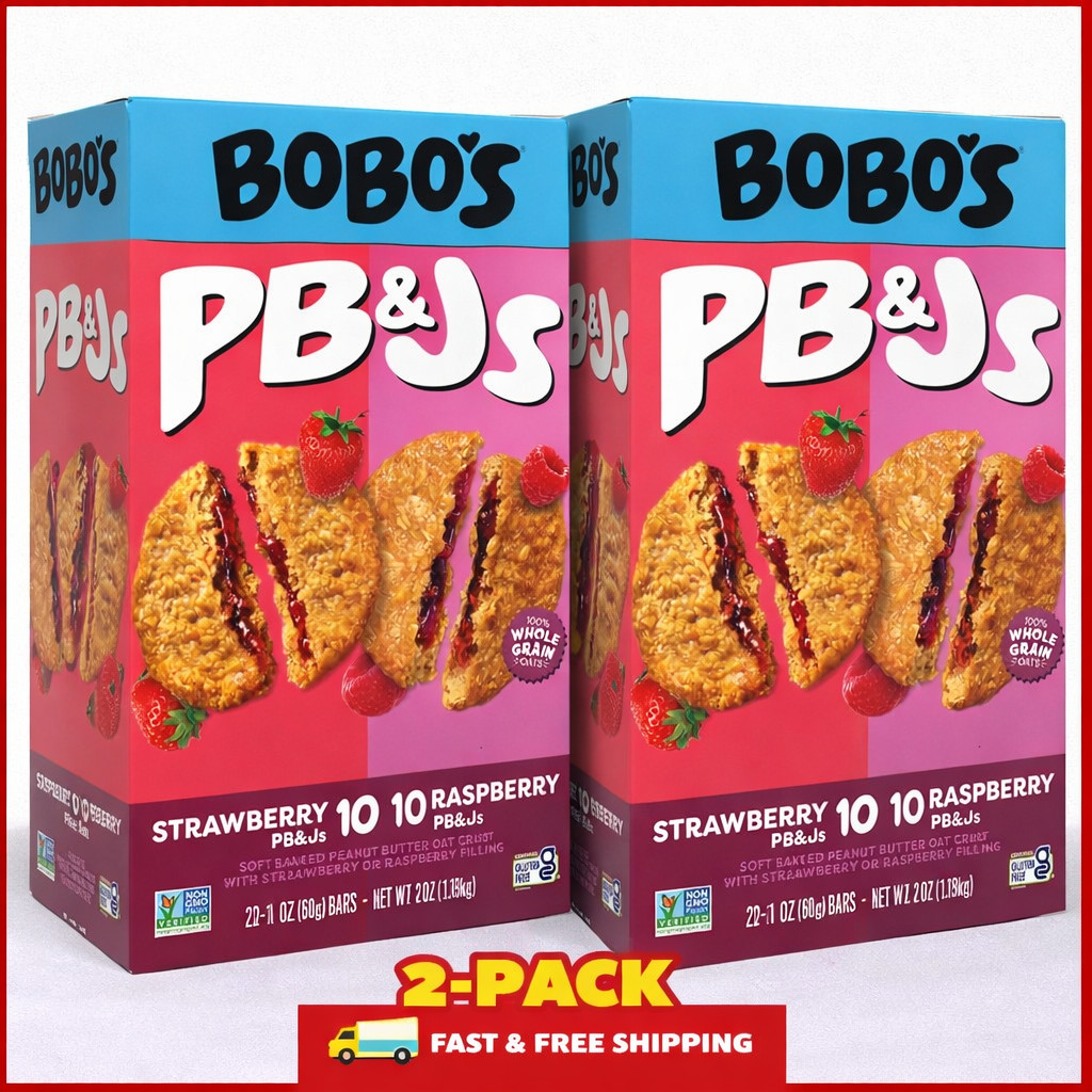 2-PACK Bobo’s PB&Js Oat Sandwich Bar, Variety Pack, 2.1 oz, 20-count