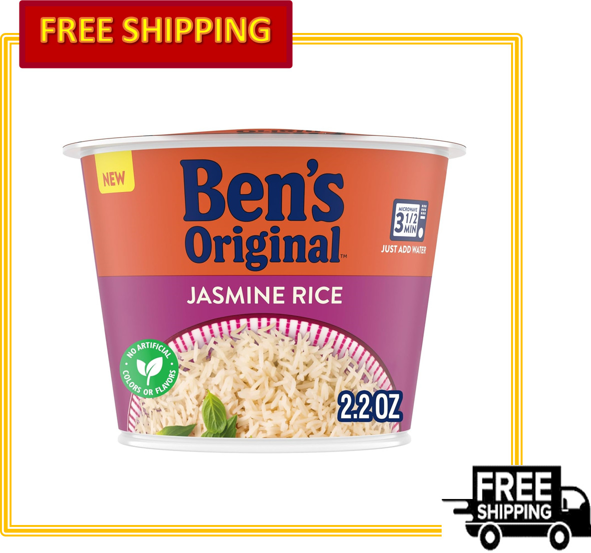 Ben’s Original Jasmine Rice Single Serve Cups, 2.2oz, Pack of 8, Microwave Ready