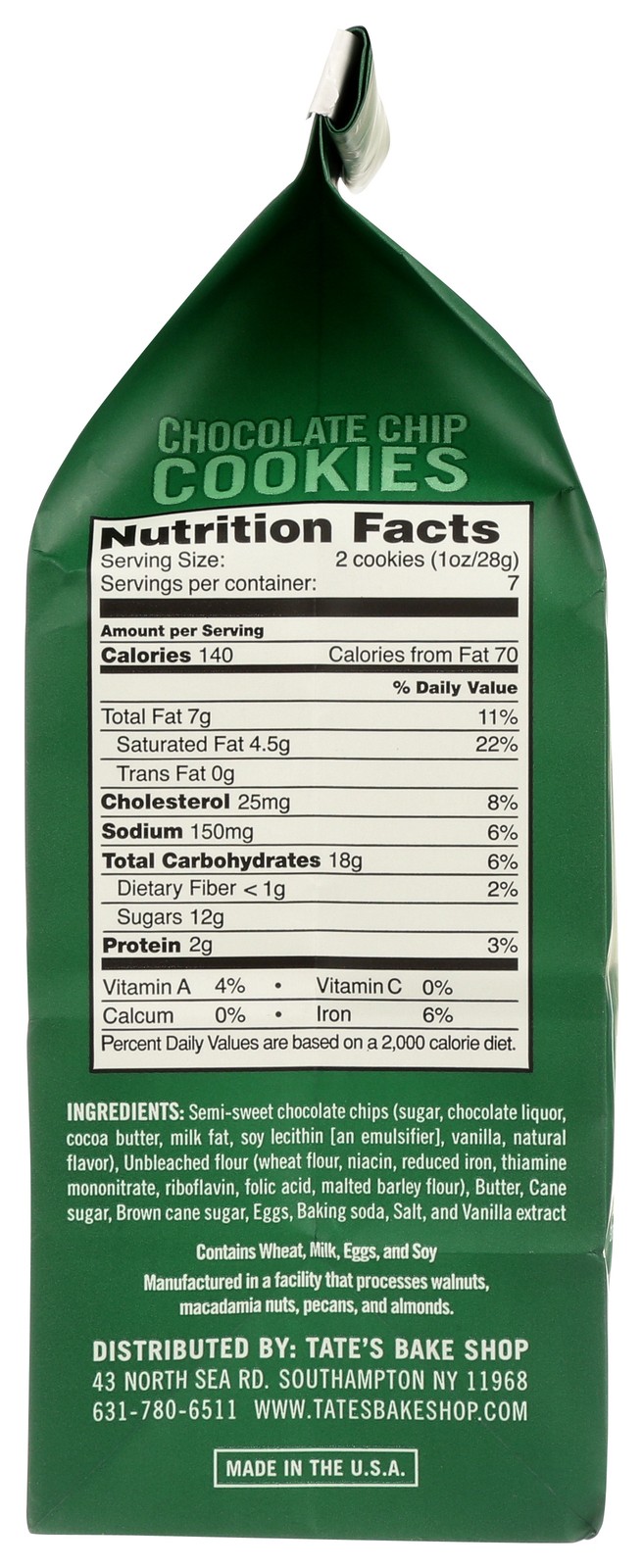 Tate’S Bake Shop 7 Oz Chocolate Chip Cookies Crispy Thin 12 Pack