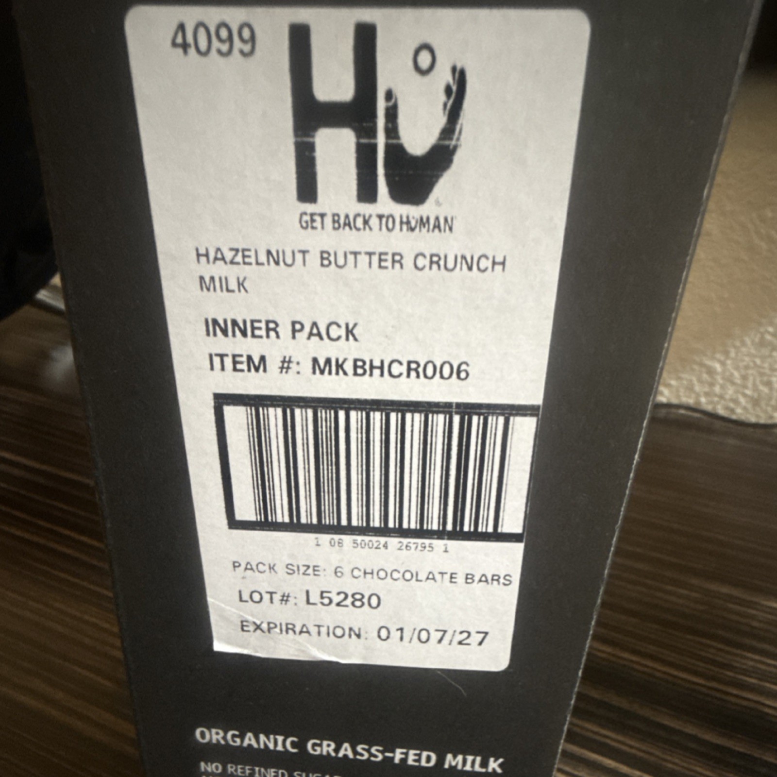 Hu Hazelnut Butter Crunch Milk Chocolate Bars Organic Fairtrade 6-Pack