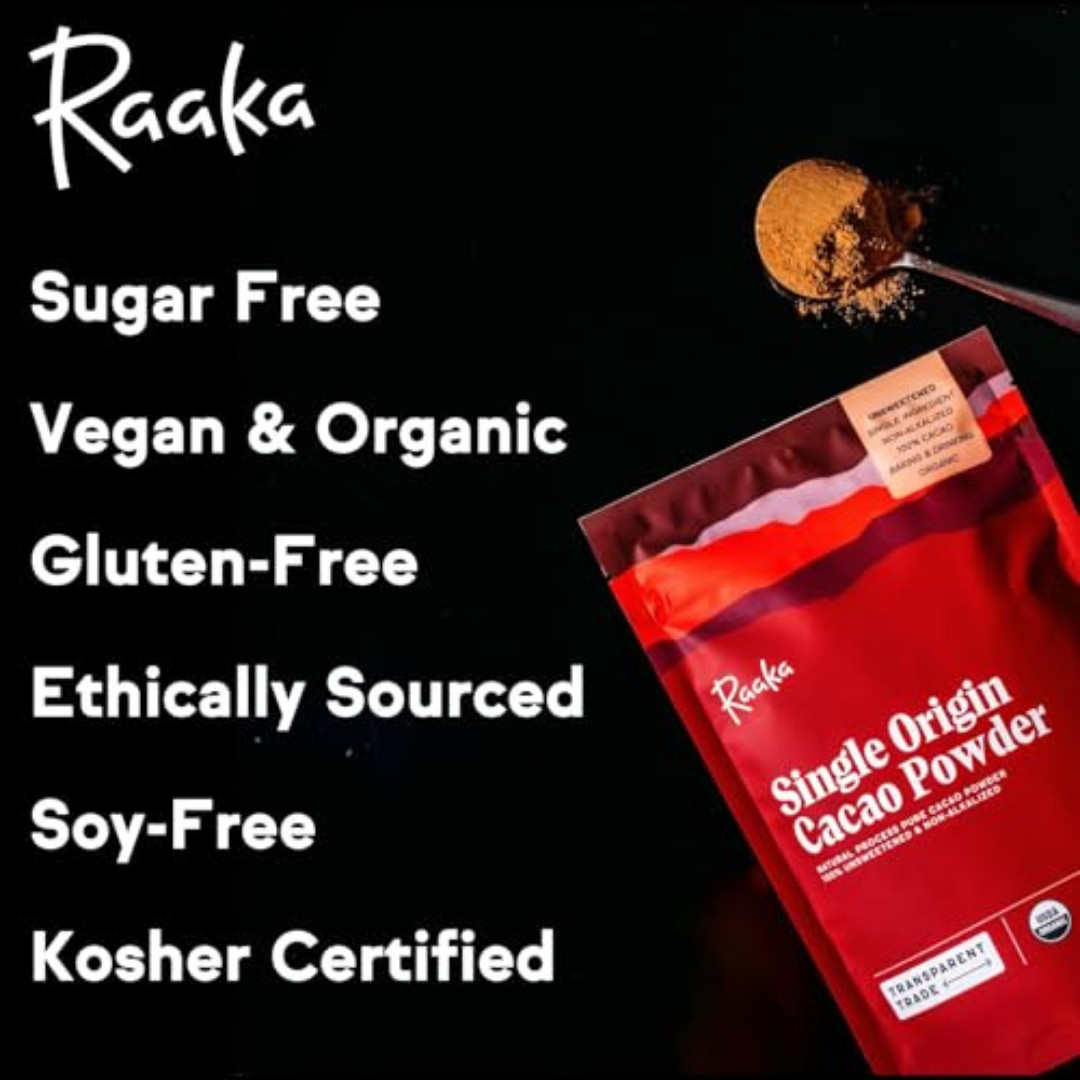 Organic Unsweetened Cacao Powder with Rich Dark Chocolate Flavor NEW