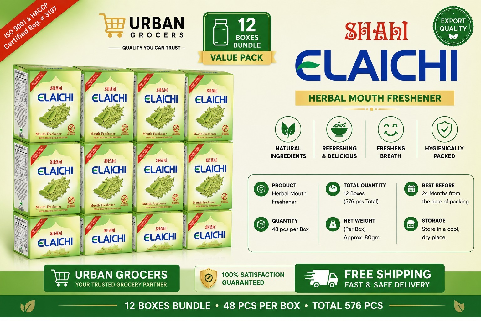 Shahi Elaichi 12 Box 576 Packets (48 Pcs Jumbo Box) | Premium Quality | Exp 2028