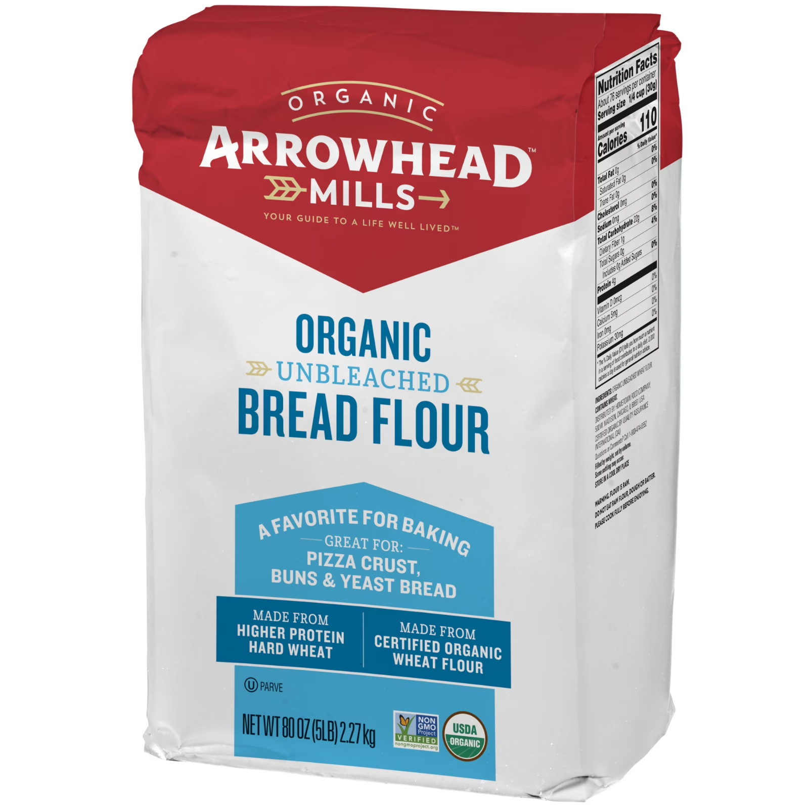 Arrowhead Mills Organic Unbleached Bread Flour, 5 lb Bag…