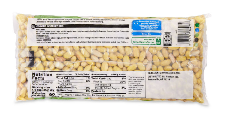 (4 pack) Great Value Mayocoba Beans, 16 oz