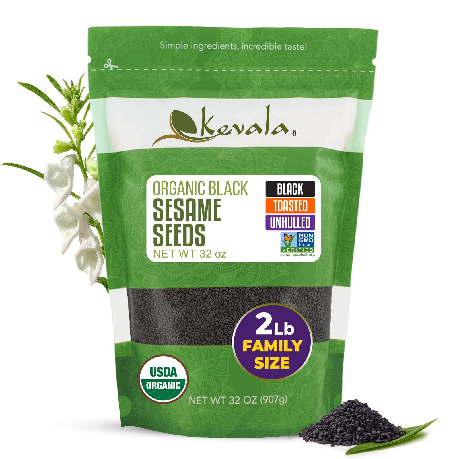 Kevala Organic Black Sesame Seeds 32oz (TOASTED)