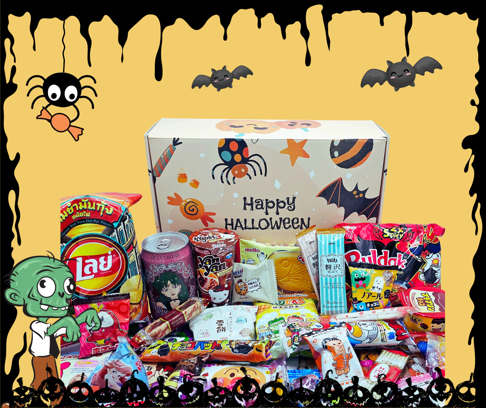Halloween Asian Snack Box – 45 Pieces of Japanese, Korean & Asian Snacks
