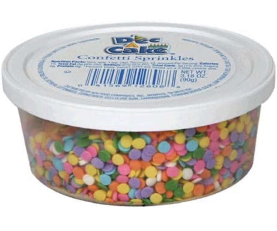 Dec-A-Cake Confetti Sprinkles, 3.18-Ounce Tub (Pack of 12)