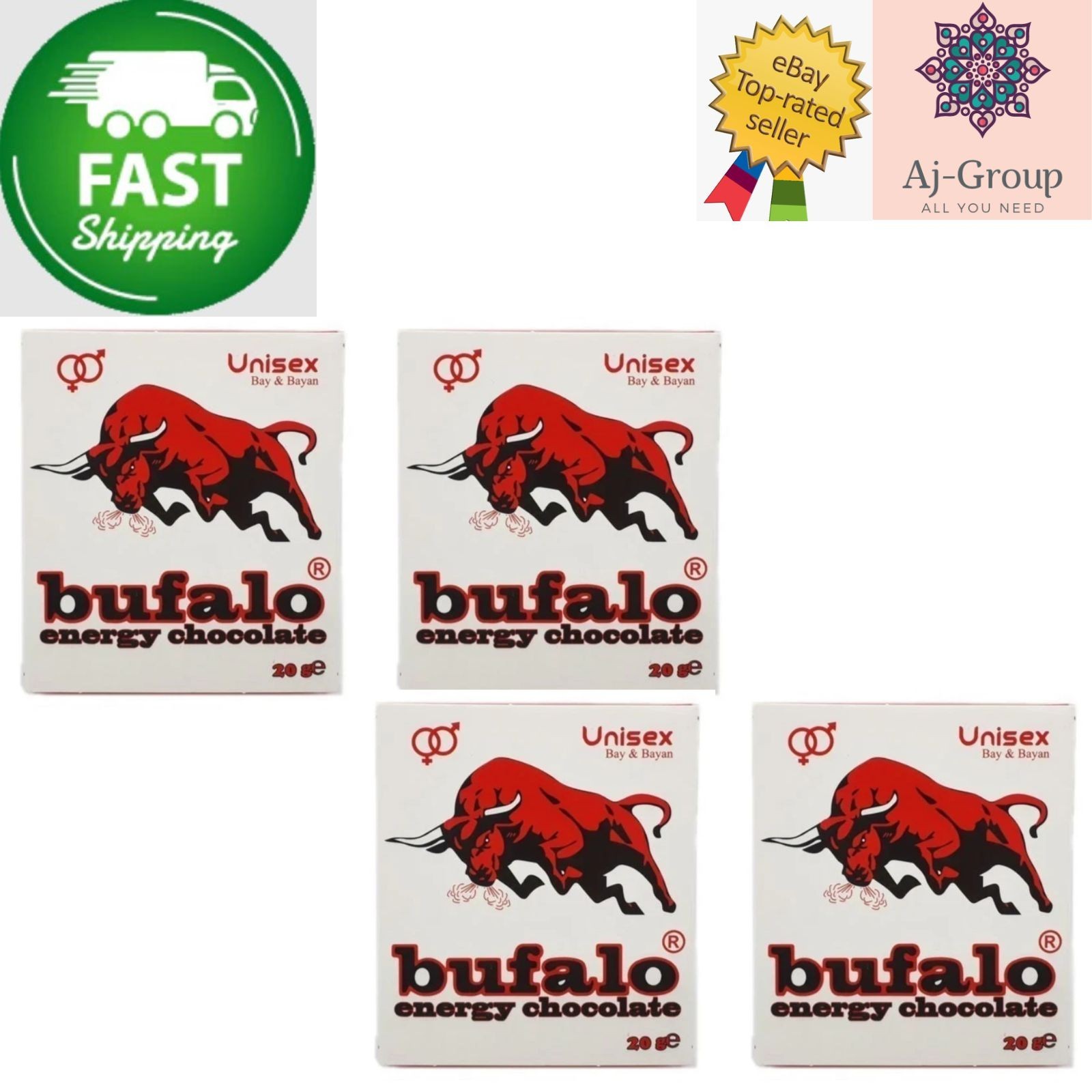 4 Pack X Bufalo Energy Chocolate Unisex Sexual Men Women 18 gram⭐FAST SHIPPING⭐