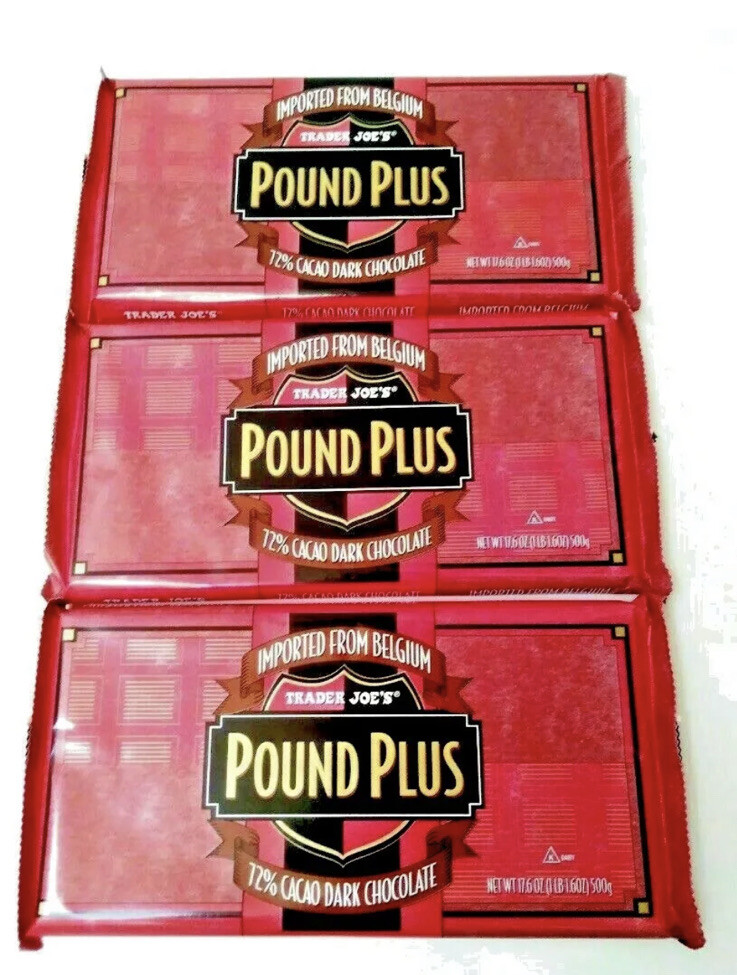 TRADER JOE’S Pound Plus Belgium 72% Cacao Dark Chocolate Bars 3 HUGE PACKS