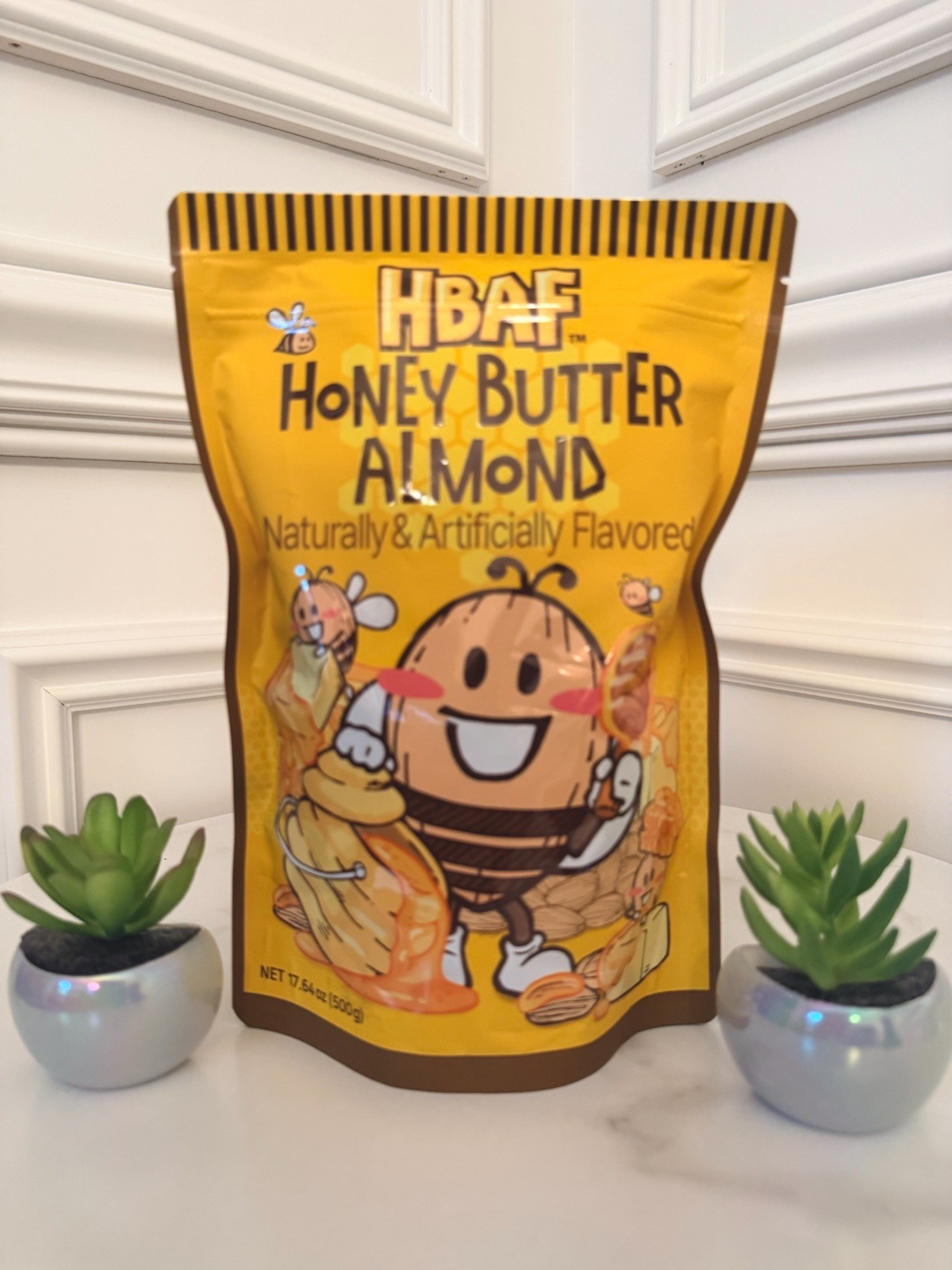 💛 HBAF Honey Butter Almonds 17.64 Oz 500g Bag Popular Korean Snack EXP 12/2026