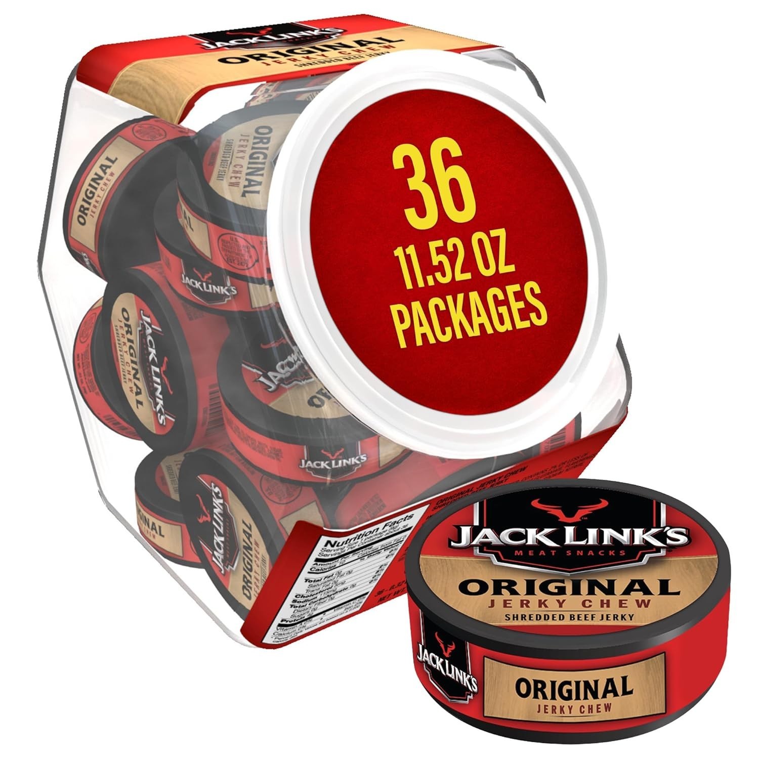 Beef Jerky Chew – Savory 36 Tins with 4g Protein Each – Snack Anytime