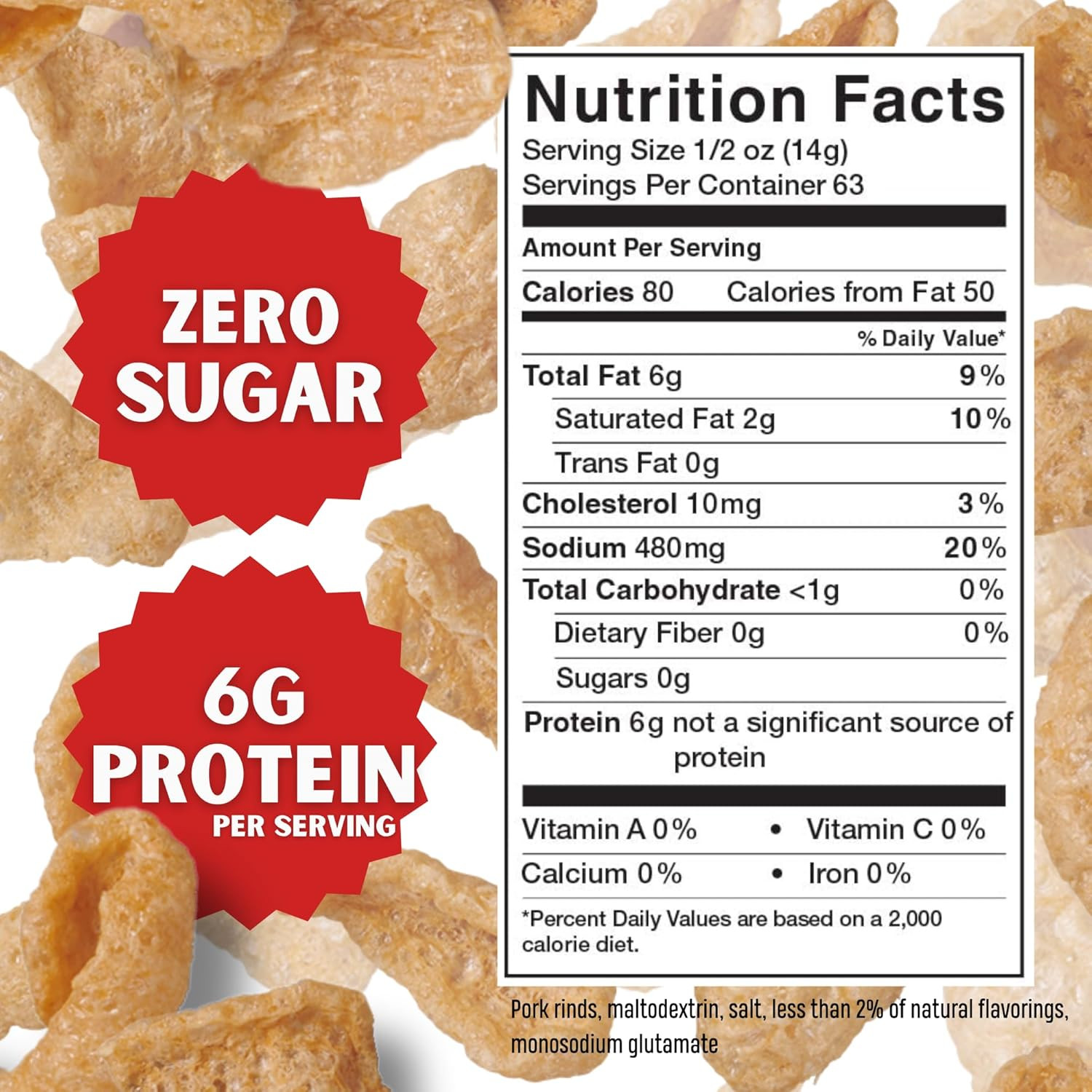Bacon Curls Microwave Pork Rinds (Chicharrones), Original, 1.75 Ounce (Pack of 1