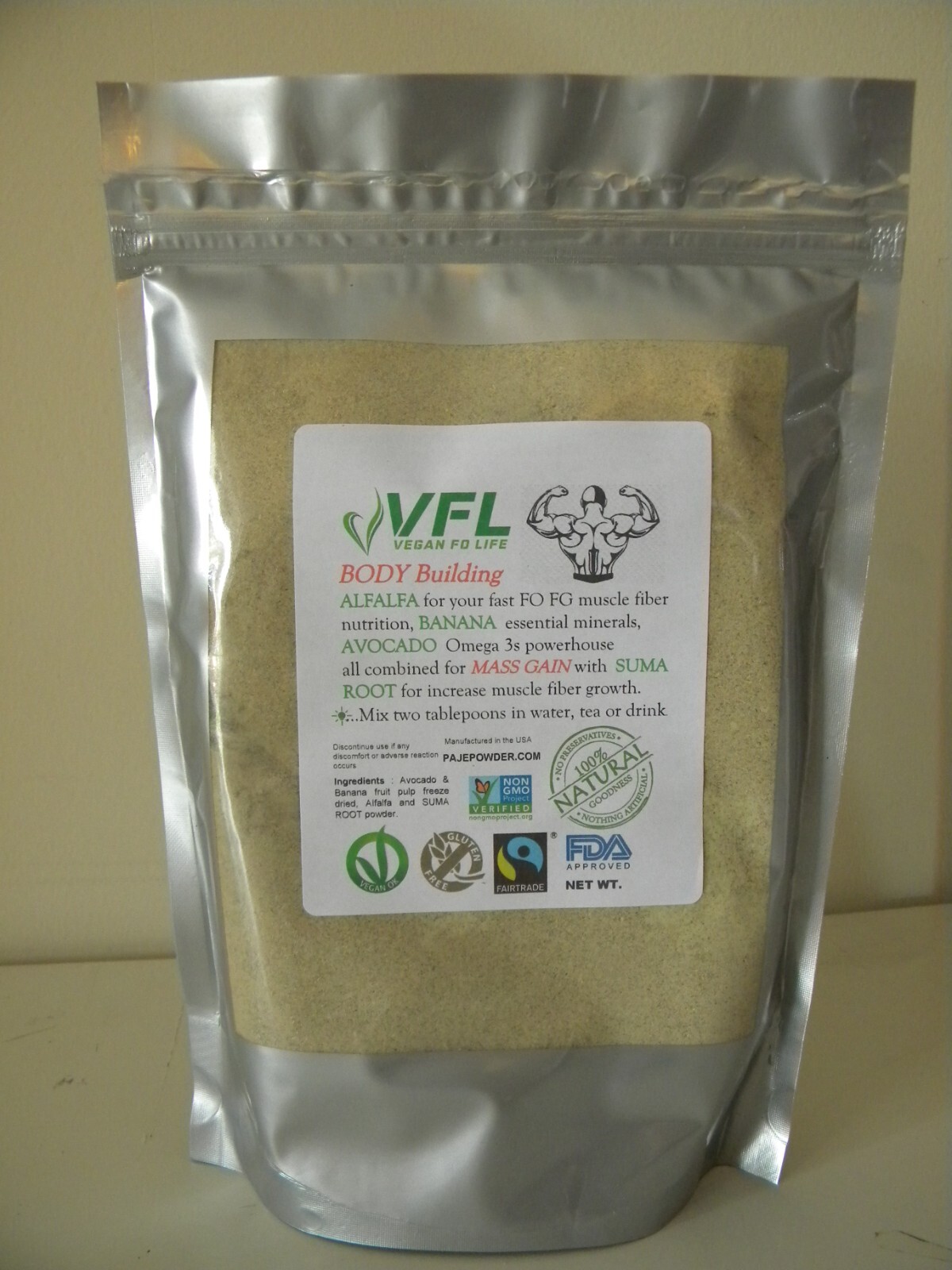 Vegan Life BODY BUILDING 1LB 16oz KALE MORINGA SPIRULINA MORINGA by PAJE Powder