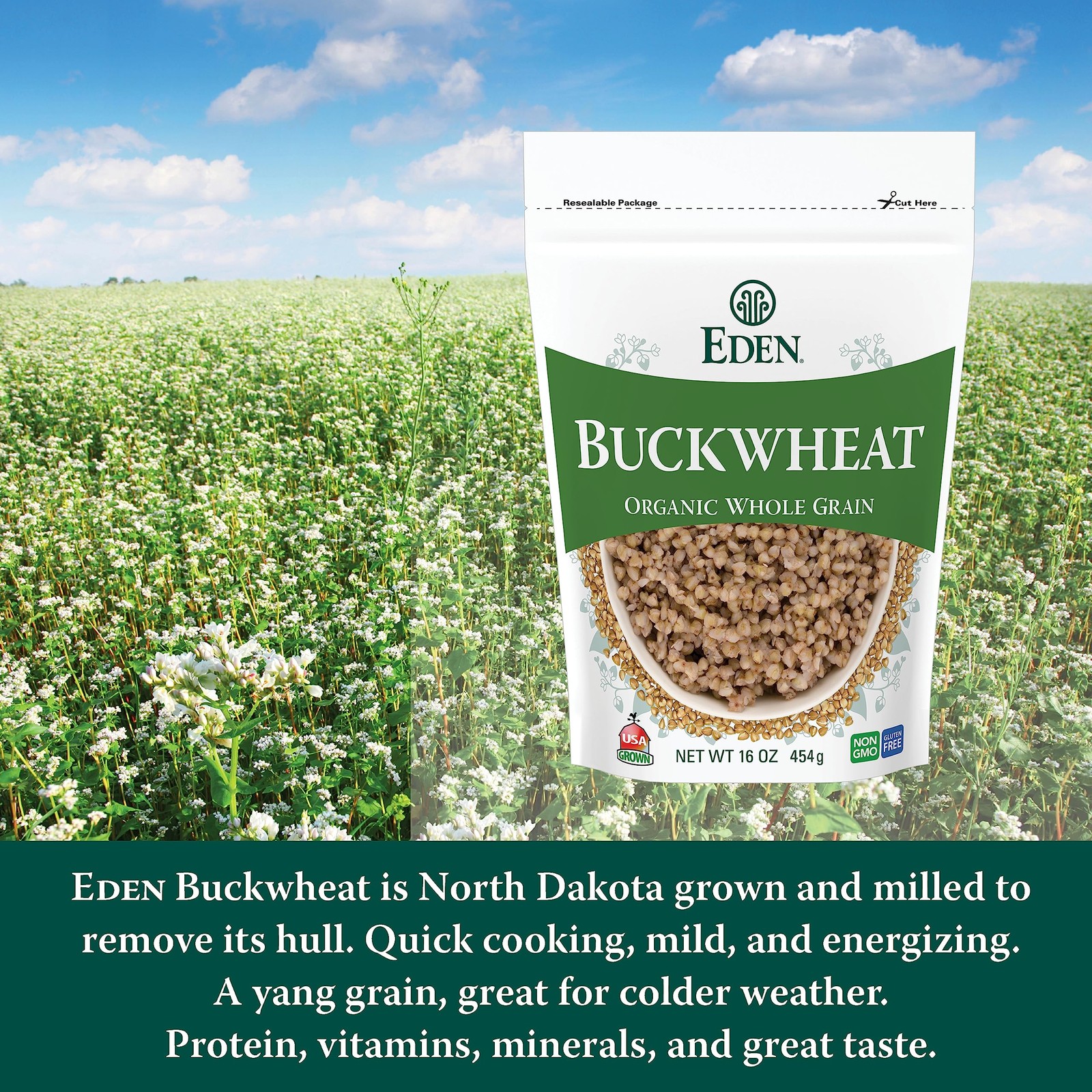 Eden Foods Organic Gluten Free Hulled Buckwheat Groats 1 Pound Whole Grain