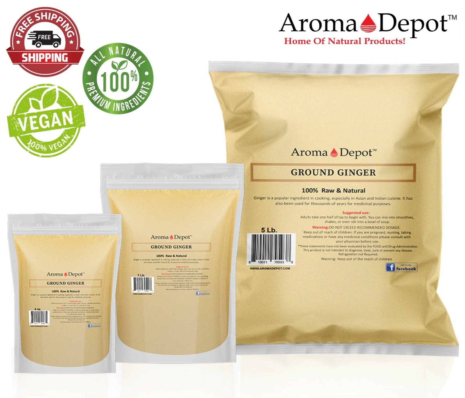 Ground Ginger Root Powder Up to 20 lbs Natural Raw Jengibre Non-GMO Kosher Bulk
