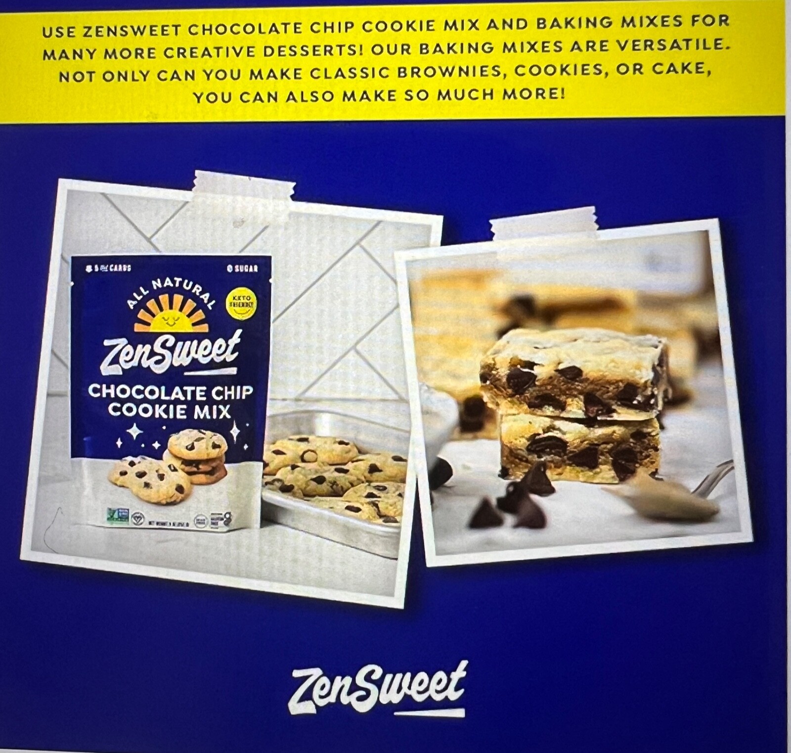 Keto Low Carb XXL Chocolate Chip Cookie Mix Sugar/Grain/GMO free 27 oz HUGE PAC