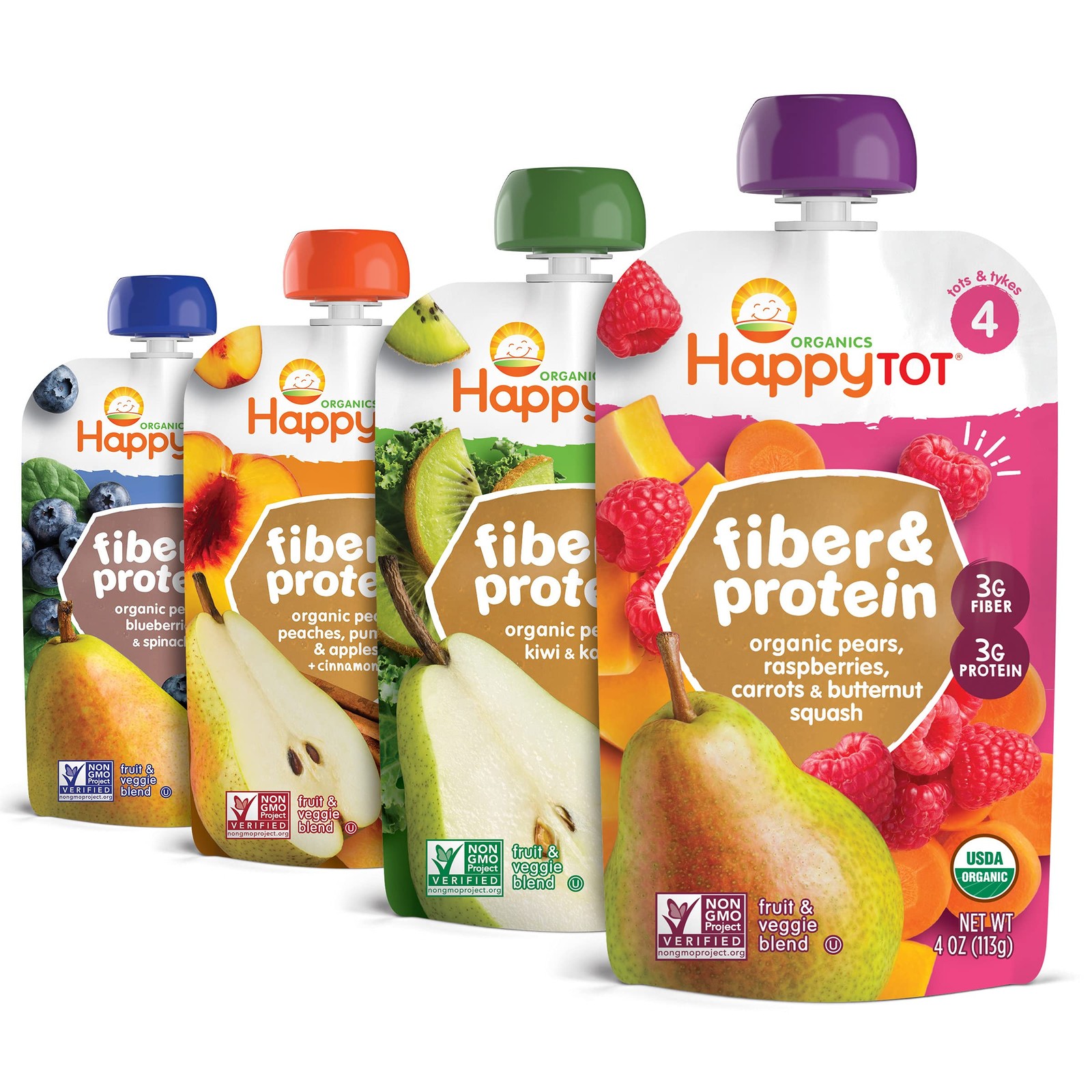 Happy Tot Organics Stage 4 Baby Food Pouches, Gluten 4 Ounce (Pack of 16)