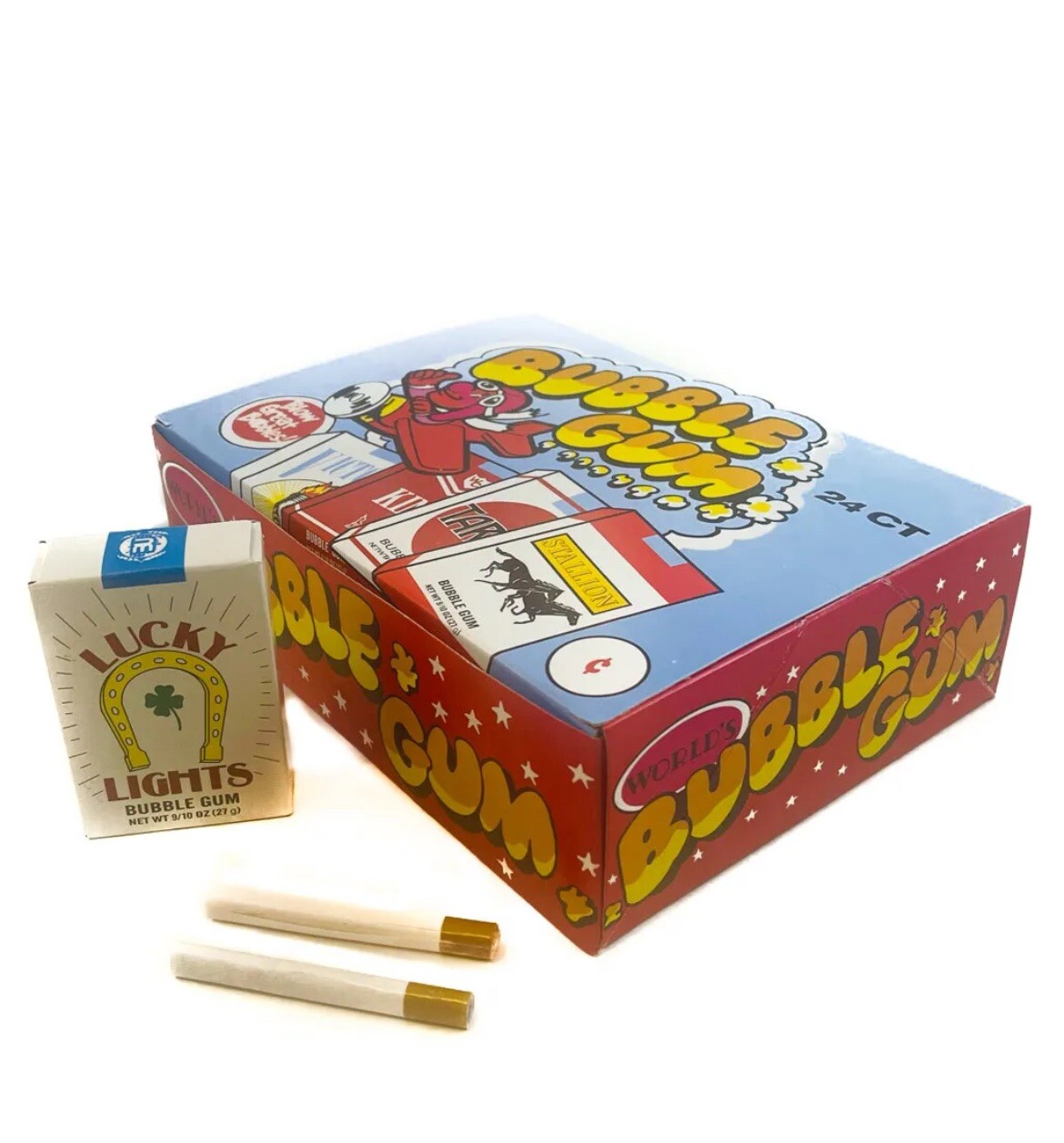 Bubble Gum Candy Cigarettes World’s Confections Nostalgic Candy 24 Pieces Box