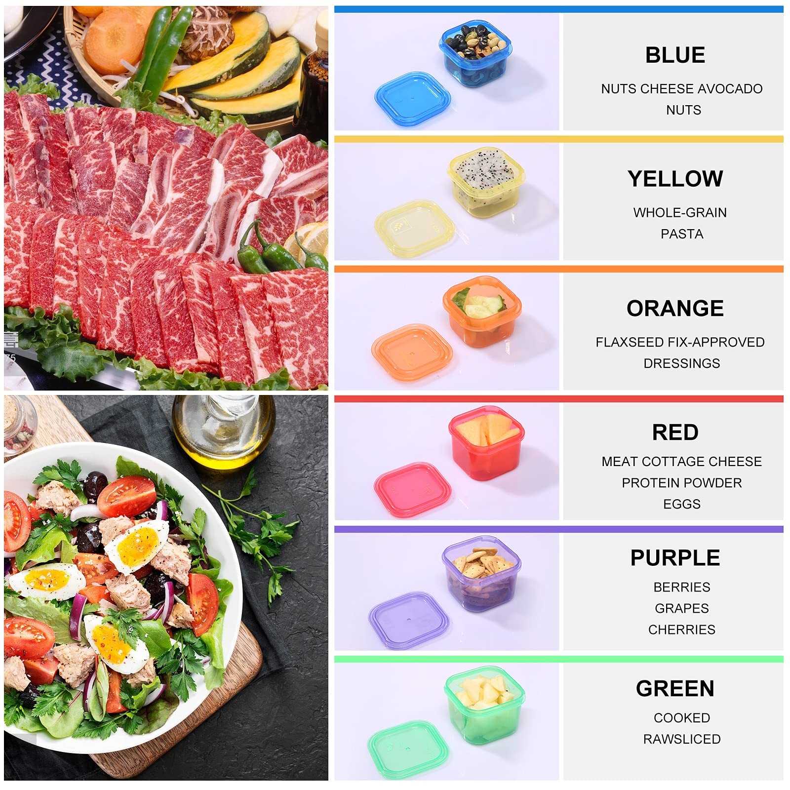 7Pcs Portion Control Container Kit,21 14 pieces, varying capacities, Purple