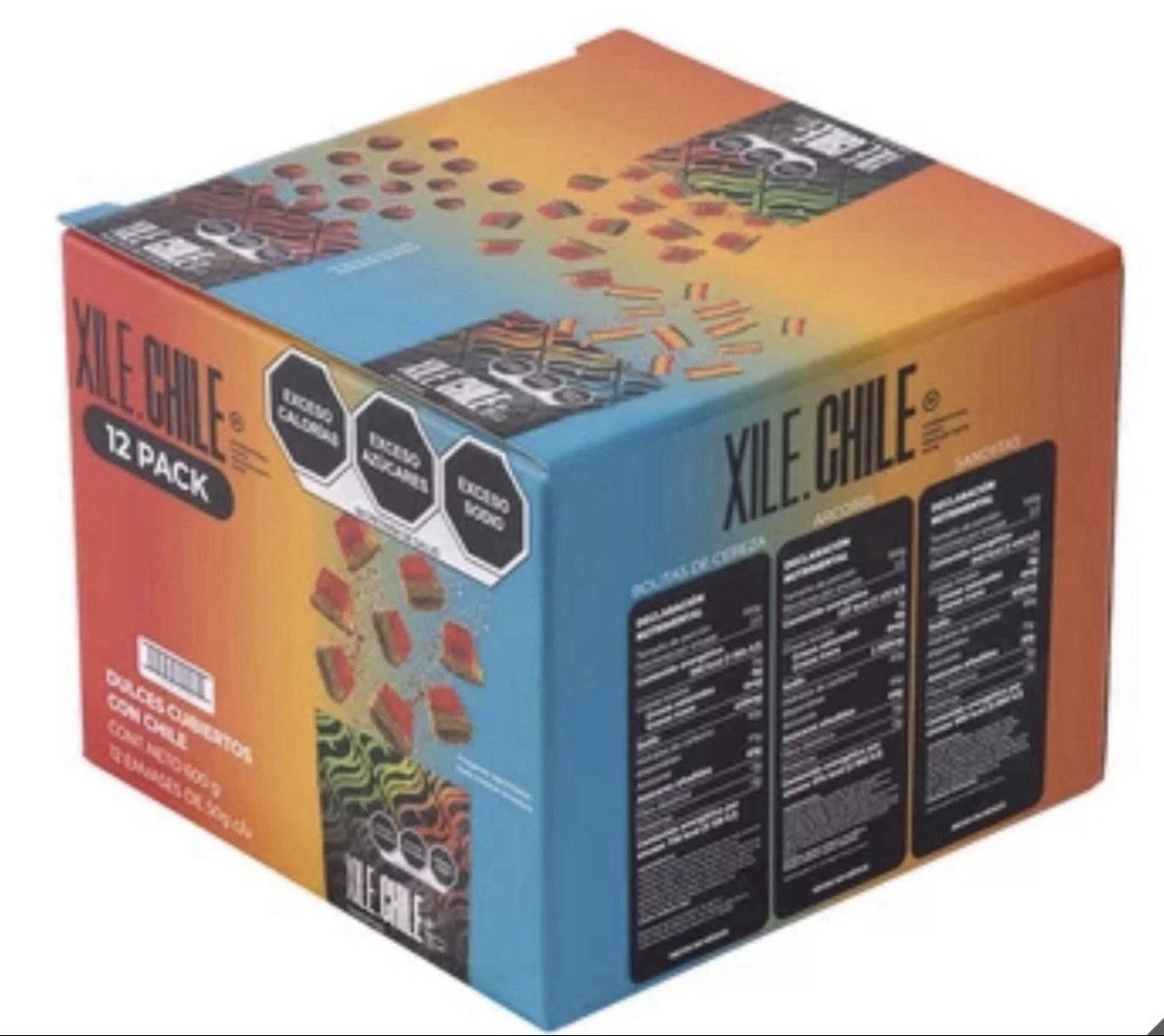Xile Chile Dulces Enchilados Mixto, Box of 12PACKS/50gr EACH – 3 Variety Pack
