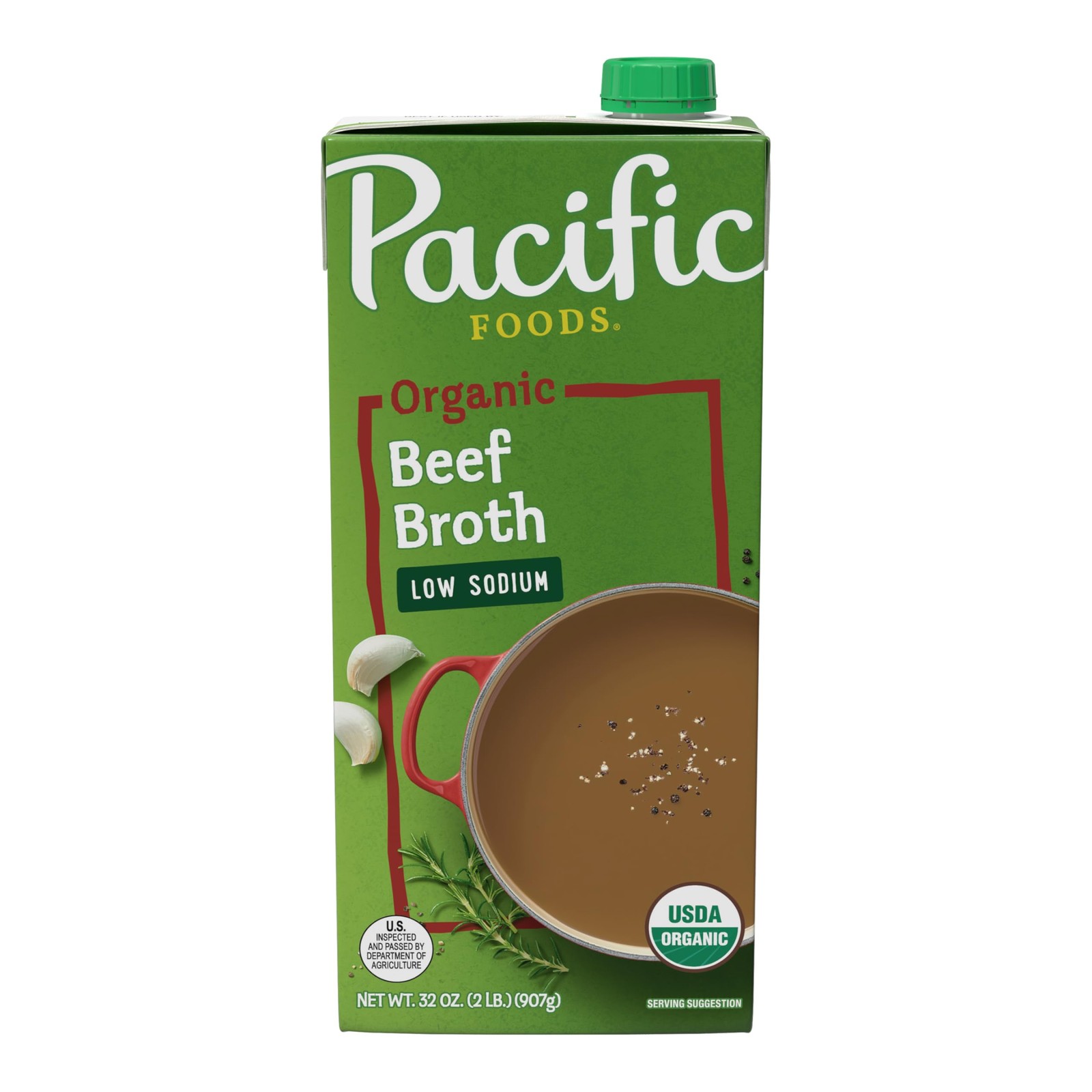 Pacific Foods Low Sodium Organic Beef Broth, 32 Fl Oz (Pack of 1), No Color