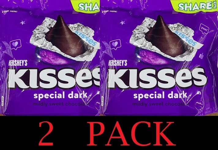 Hershey’s Kisses SPECIAL DARK Mildly Sweet Chocolate Candy SHARE PACK 10 oz 2 PK