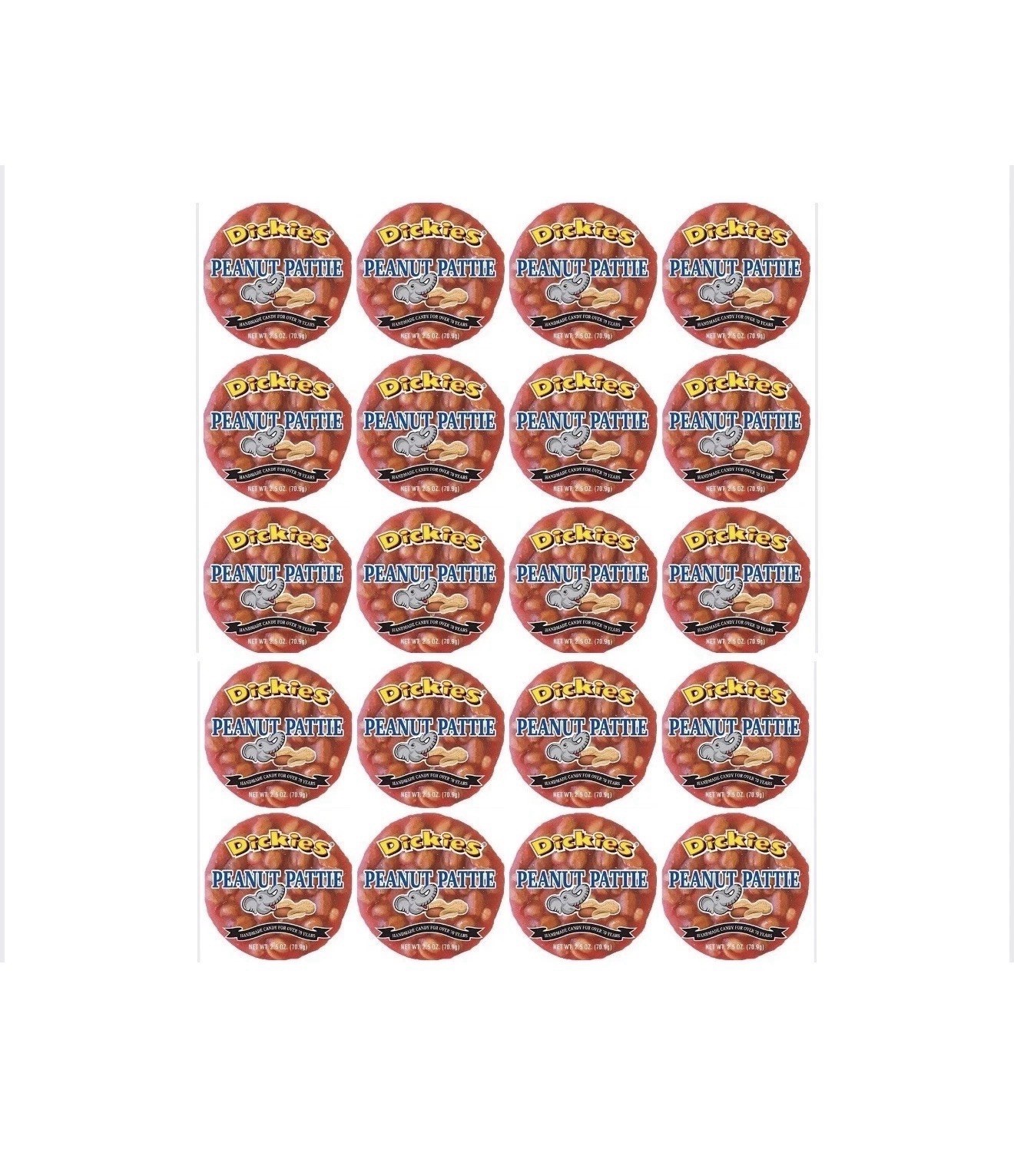 Dickies Peanut Patties 2.5 oz each Expires 2026 Fresh Sweet Choose Quantity