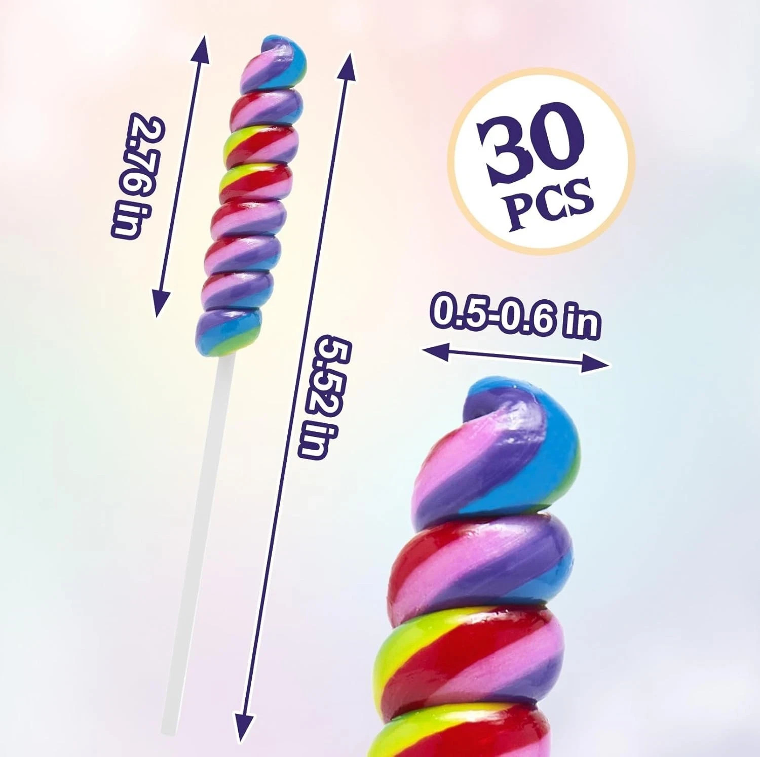 Raspberry Flavor Twisty Lollipop Candy Individually Wrapped 30 Packs AM