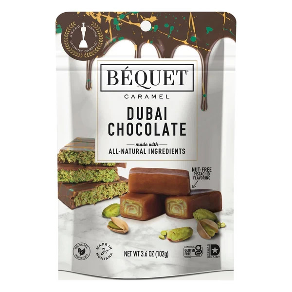 Bequet 3.6 oz DUBAI CHOCOLATE Caramel Nut-Free Individually Wrapped *BB 10/2026*