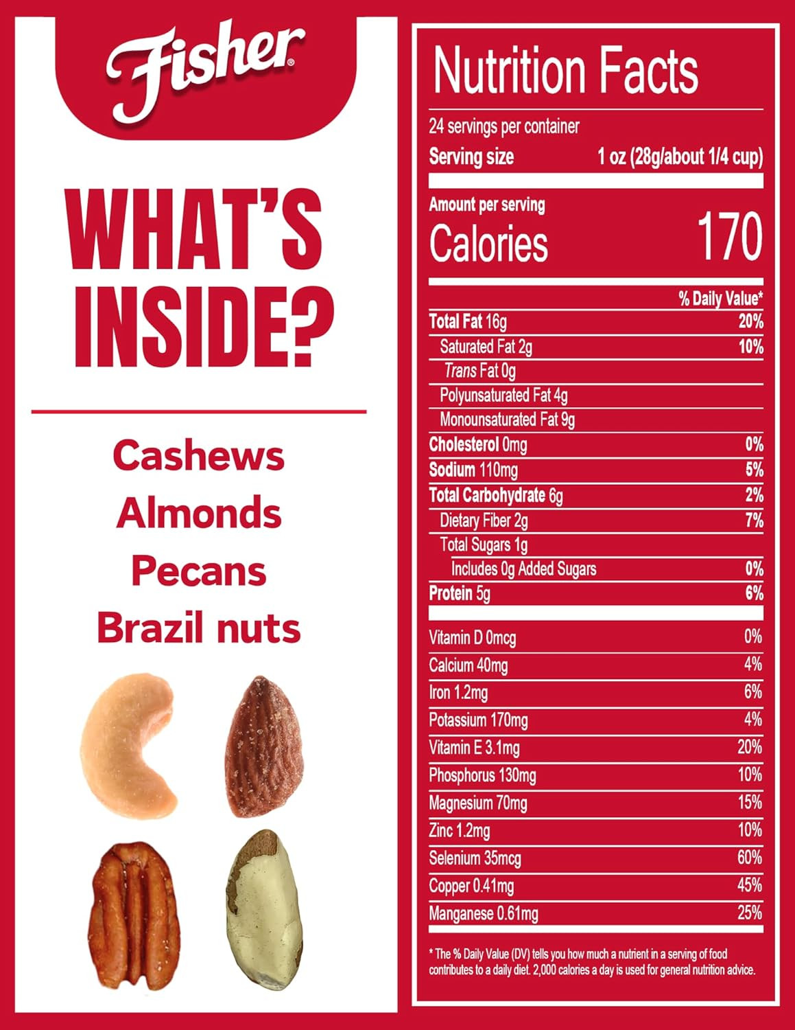 Snack Deluxe Mixed Nuts, 24 Ounces, Cashews, Almonds, Pecans, Brazil Nuts, 100%