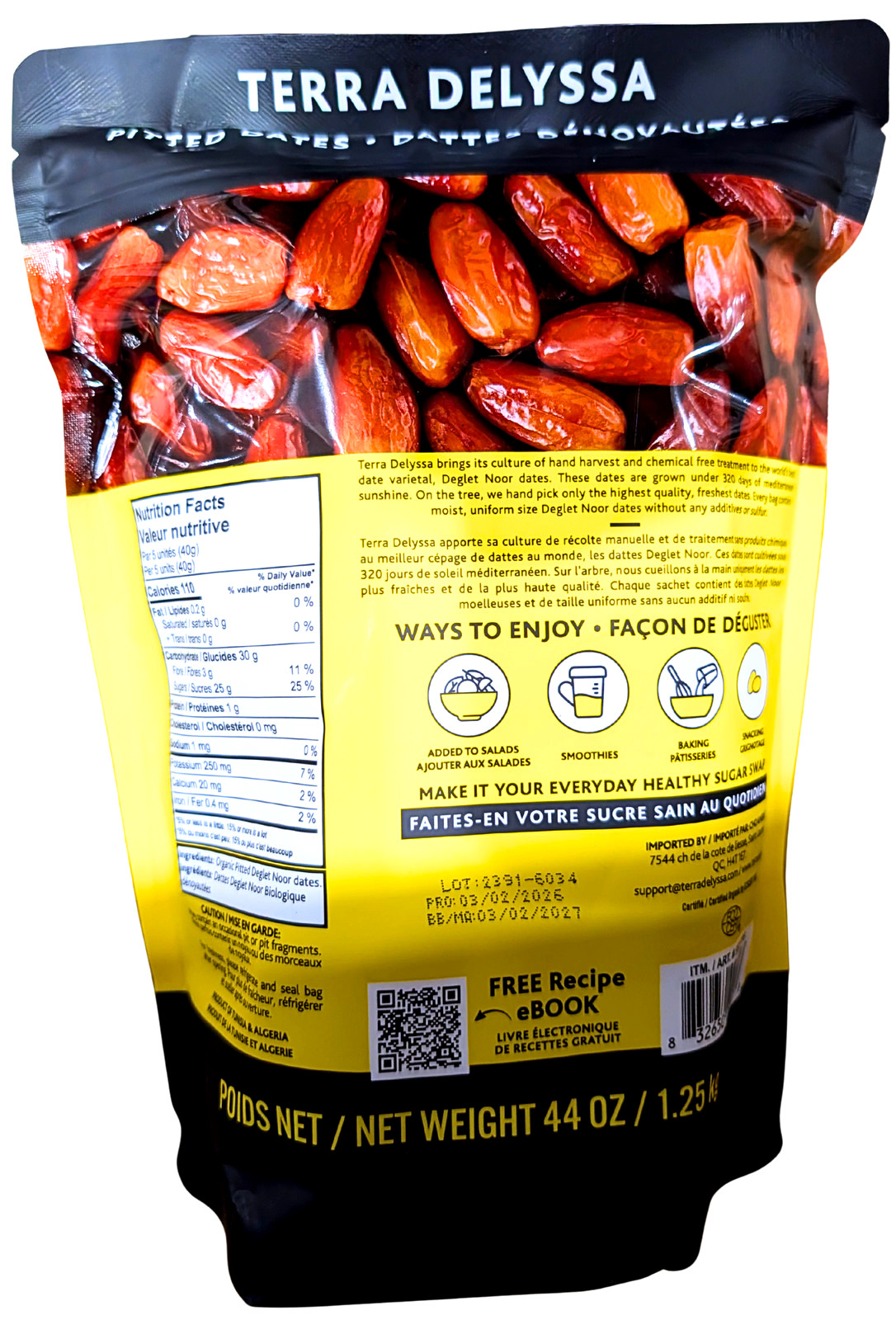 Terra Delyssa Organic Pitted Deglet Noor Dates 44 Oz EXP 03/2027