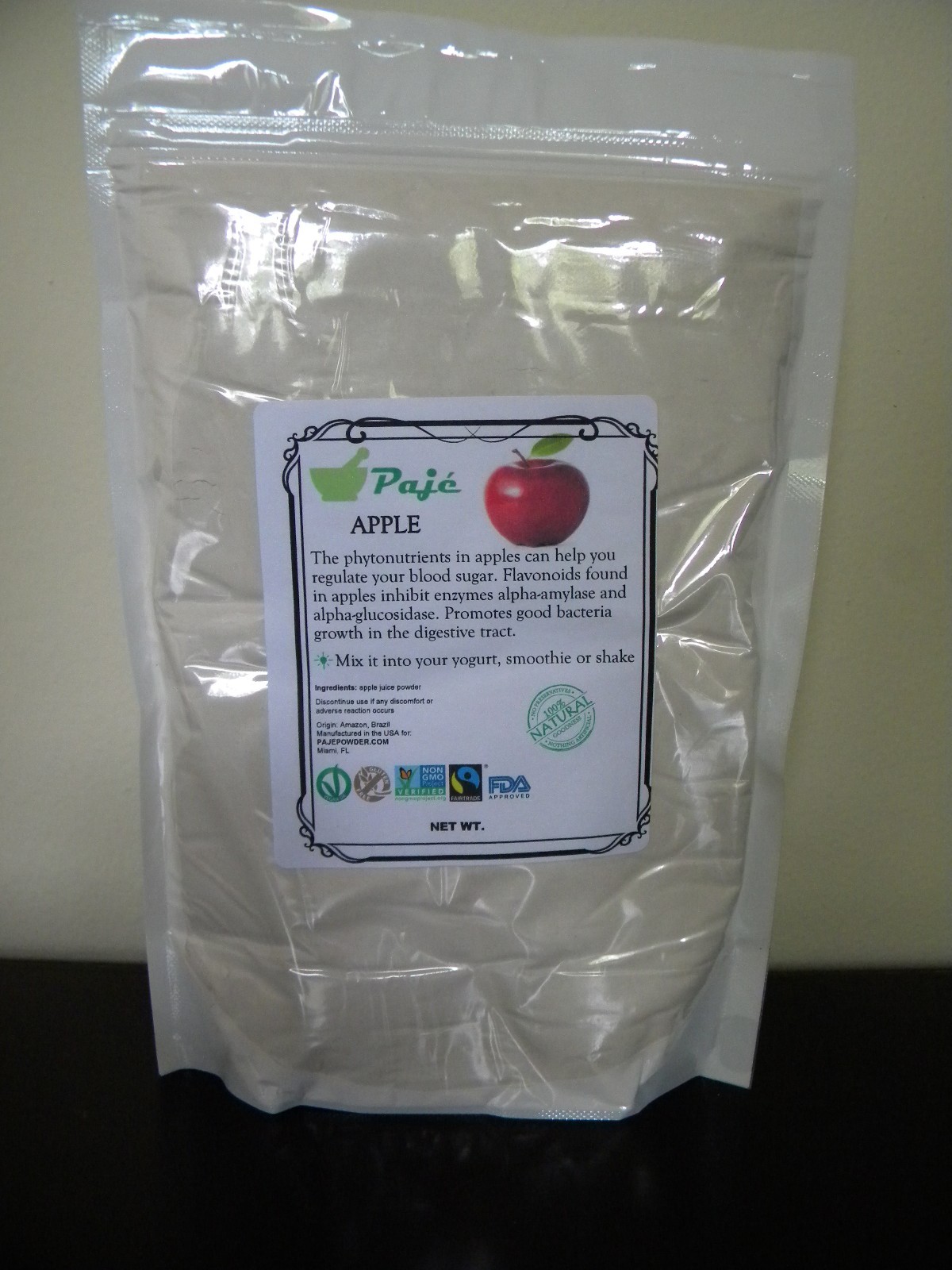 APPLE powder 8oz – 1/2 lb , natural, gluten free, non-GMO PAJE